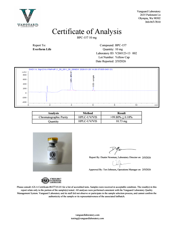 BPC-157 – 10mg – Freeze-Dried Powder